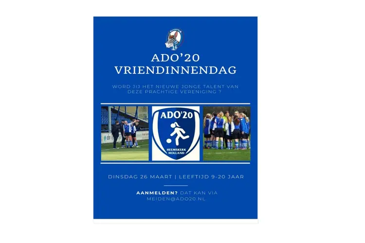 ADO '20 organiseert vriendinnendag